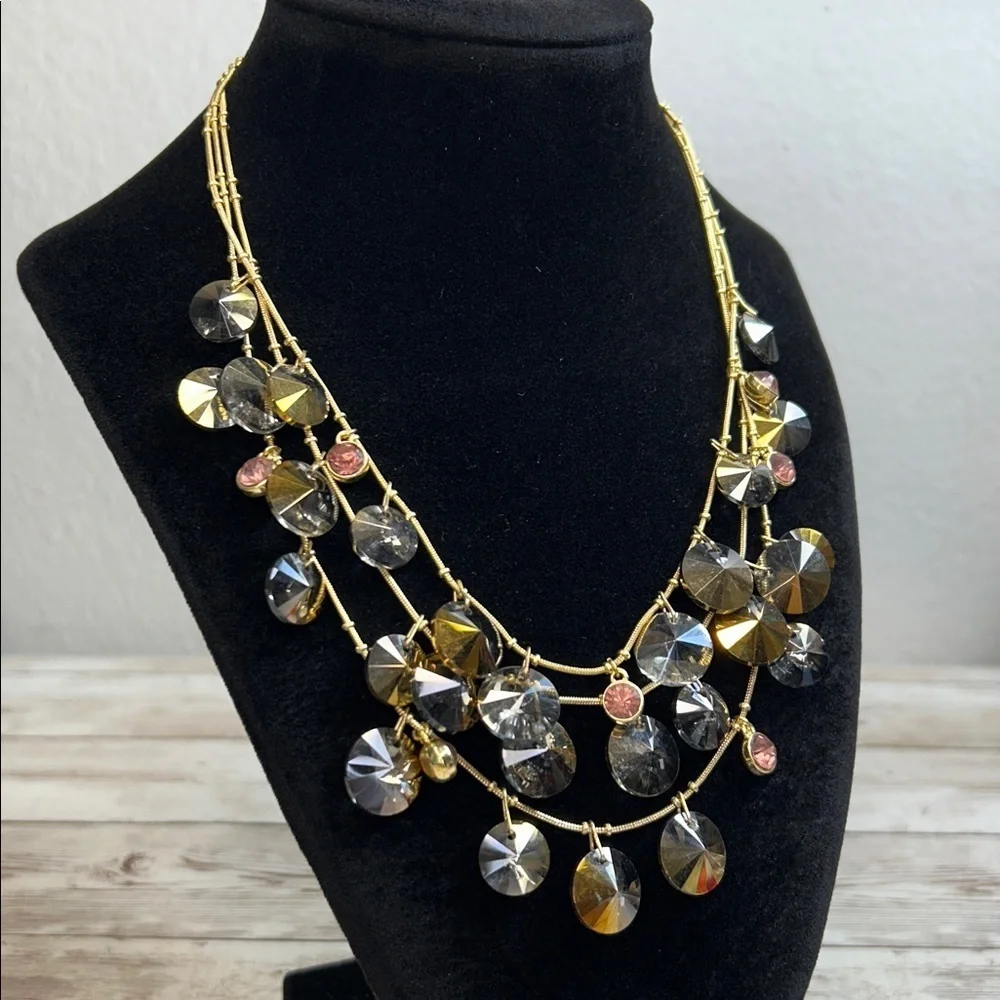Dana Buchman Gold and Silver Crystal Statement Necklace